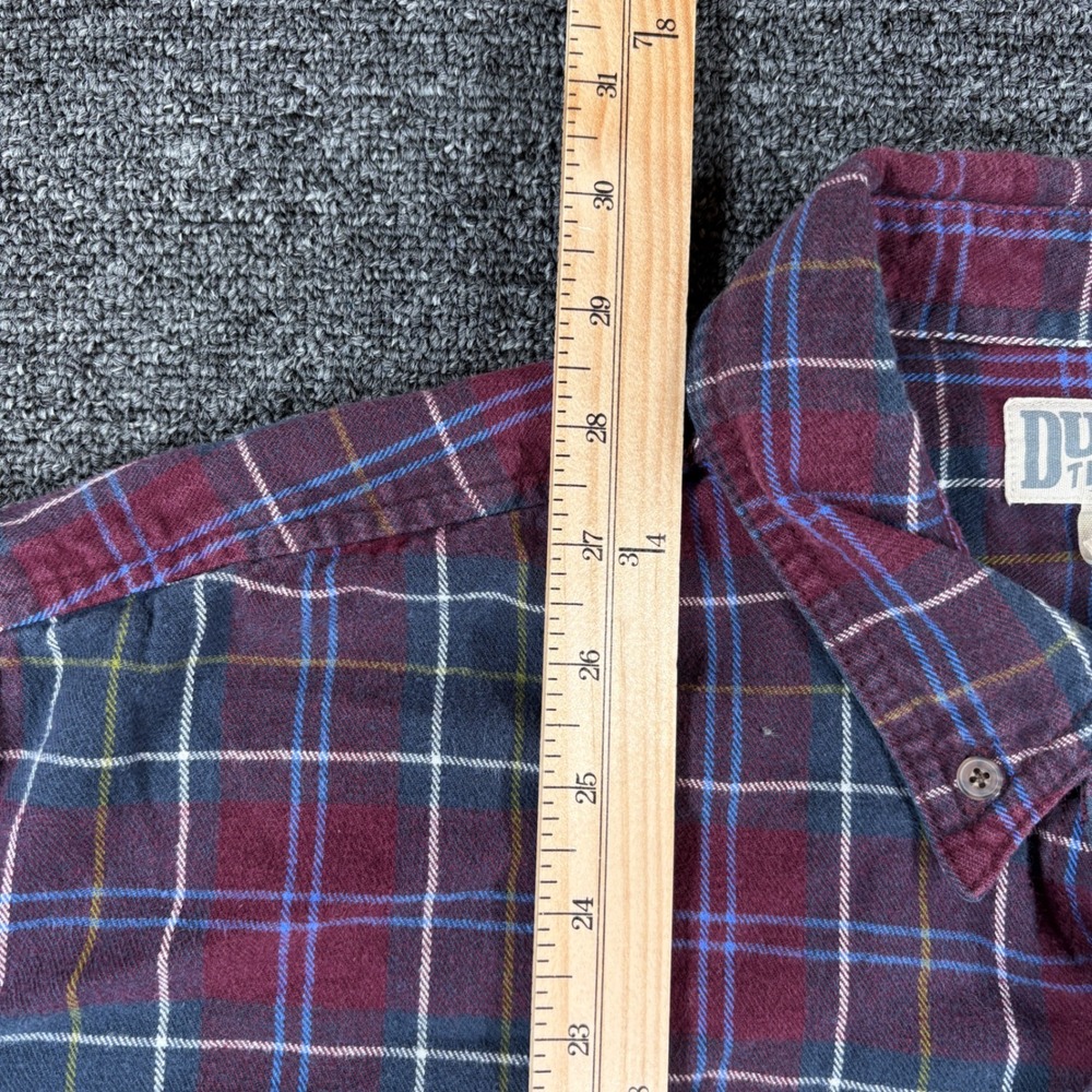Duluth Trading Co Button Down Shirt Mens XL Burgundy Plaid Flannel Long Sleeve - Picture 4 of 7